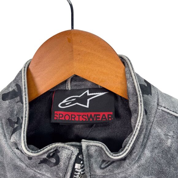 RARE Alpine Stars Motorcycle w/Leather Women's Moto Wash Safety Gray Jacket M - Picture 5 of 9